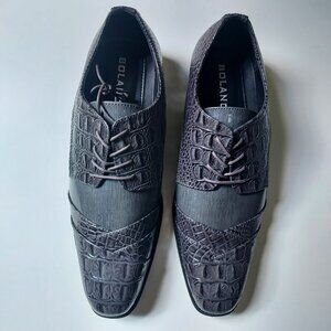 Bolano Mens Formal Tuxedo Dress Lace Up Croco Cap Toe Oxford Grey Size 12 NEW